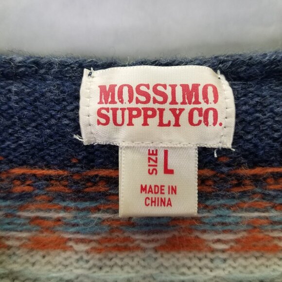 Mossimo Supply Co Sweater Dress Women L Blue Nordic Knit Wool Blend Hoodie Tunic - Picture 9 of 14